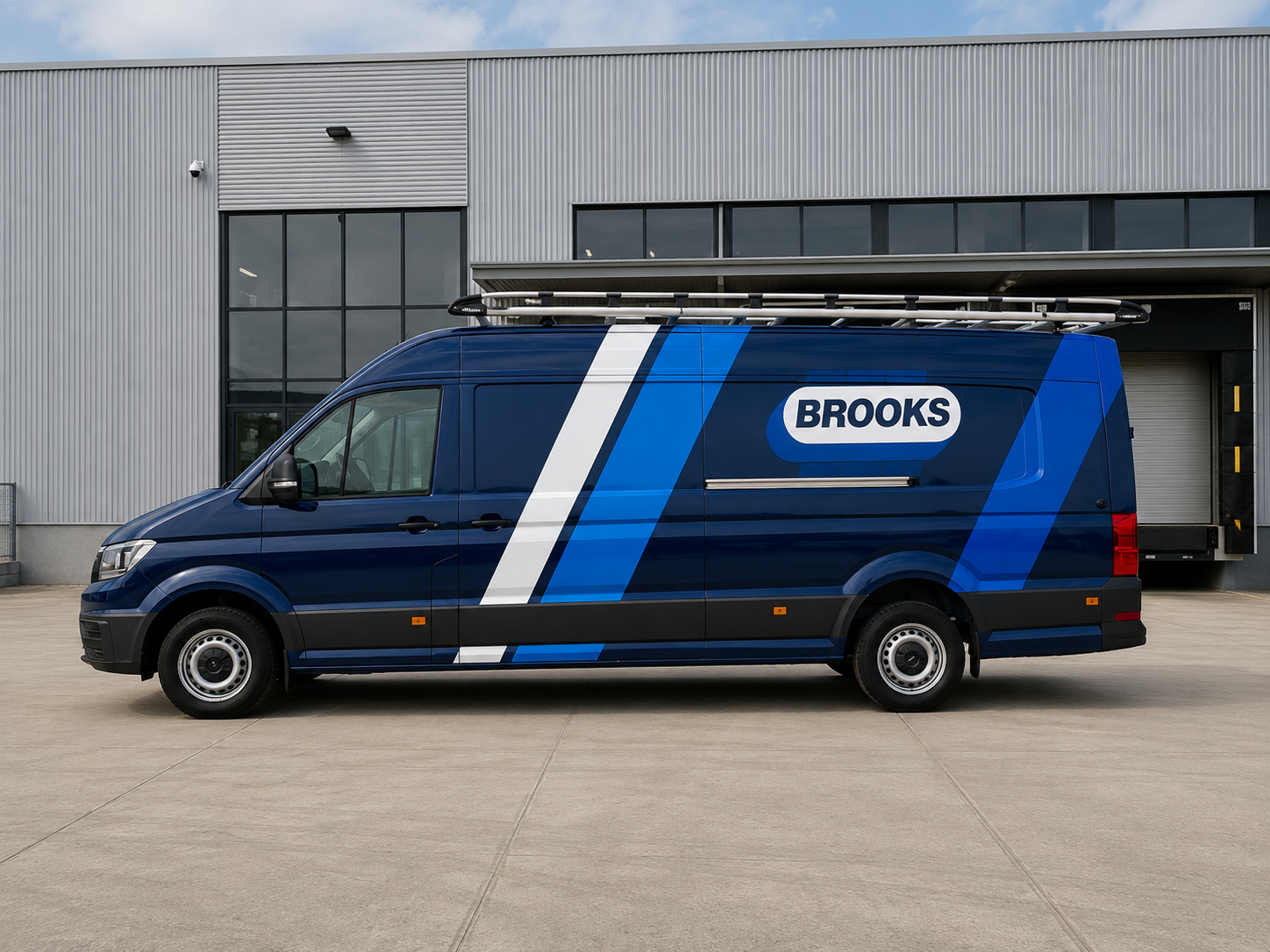 Customer-branded long-wheelbase van in custom livery